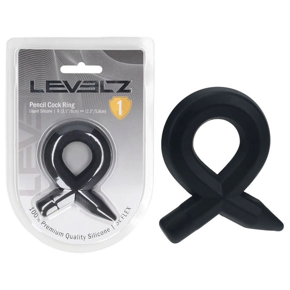 Levelz Pencil Liquid Silicone Cock Ring Black Cock Ring