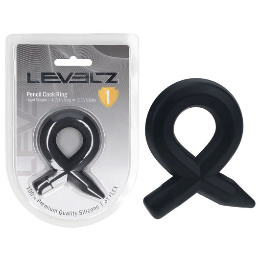 Levelz Pencil Liquid Silicone Cock Ring Black Cock Ring