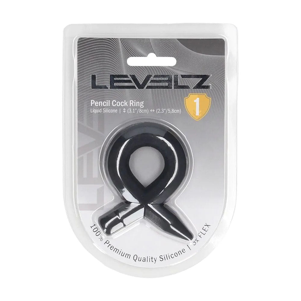 Levelz Pencil Liquid Silicone Cock Ring Black Cock Ring