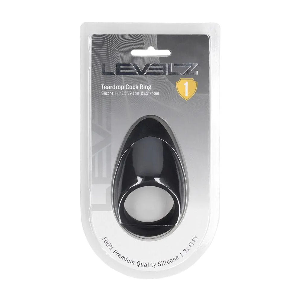 Levelz Teardrop Silicone Cock Ring Black Black Cock Ring