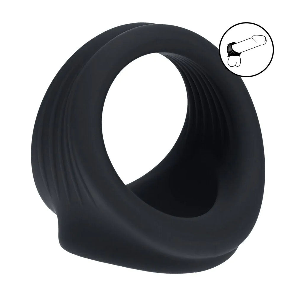 Levelz Silicone Cock & Ball Harness Black Black Cock & Ball Ring