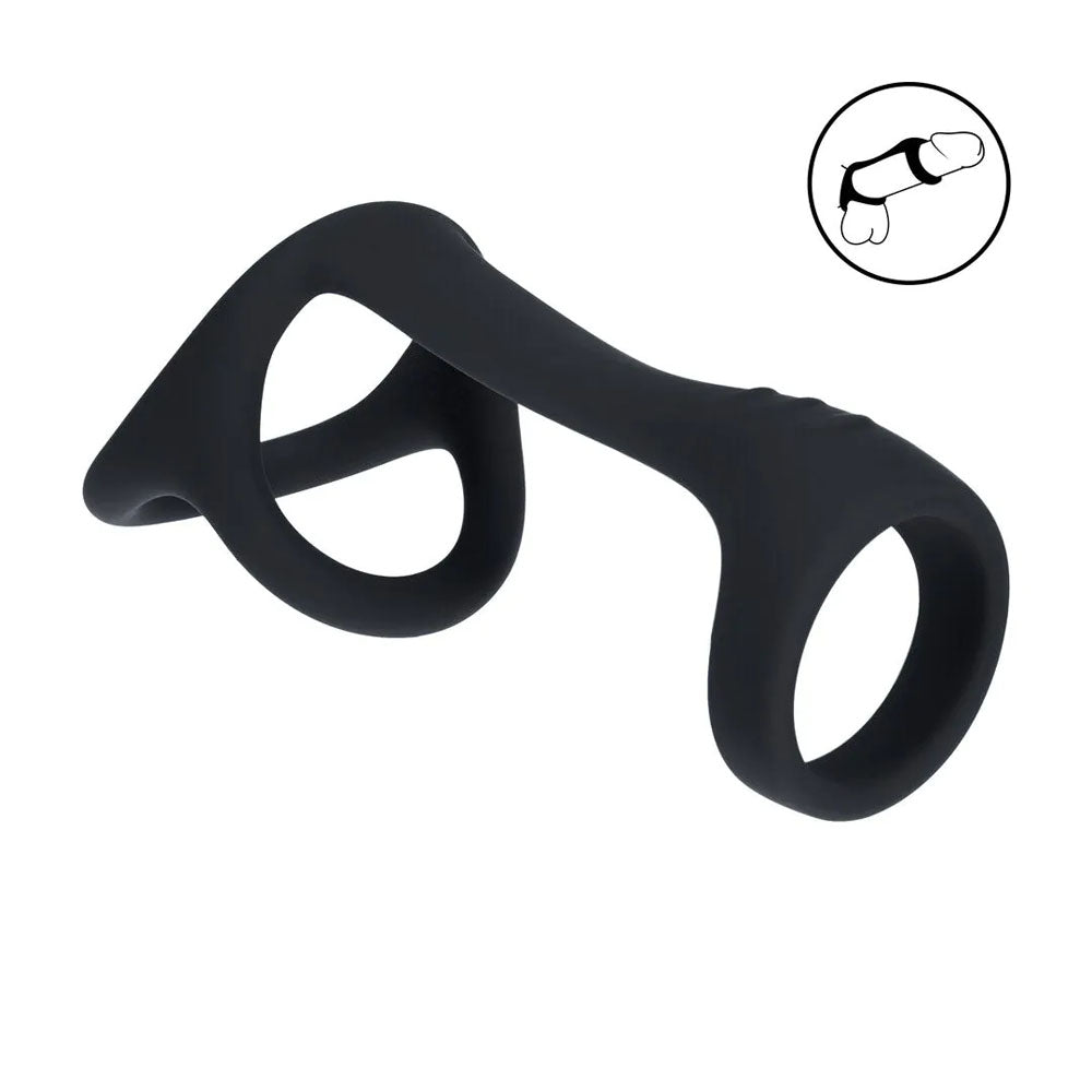 Levelz Tri O Silicone Shaft Cock & Ball Ring Black Cock & Balls Ring