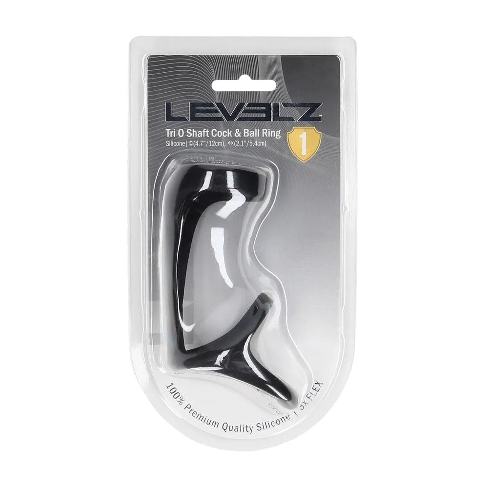 Levelz Tri O Silicone Shaft Cock & Ball Ring Black Cock & Balls Ring