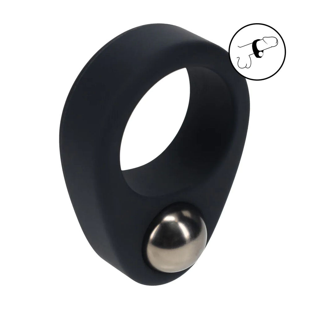 Levelz Single Weighted Ball Cock Ring Black Black Weighted Cock Ring