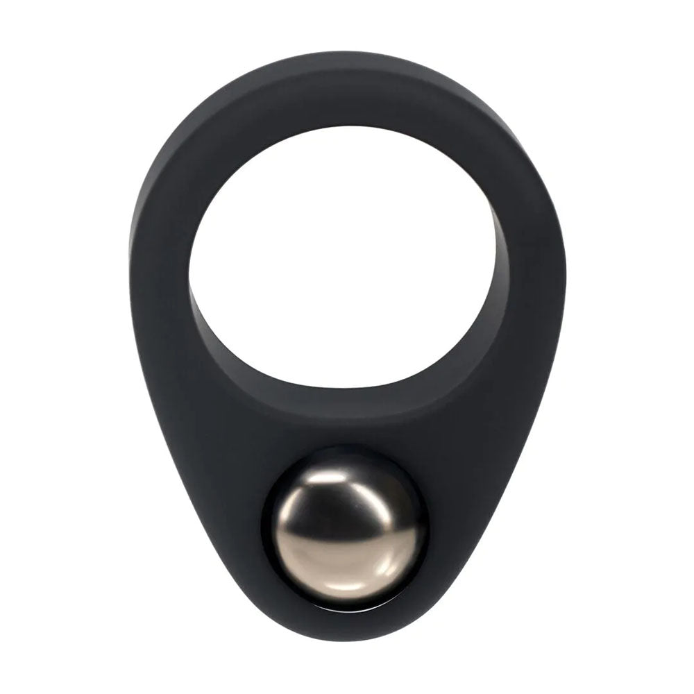 Levelz Single Weighted Ball Cock Ring Black Black Weighted Cock Ring