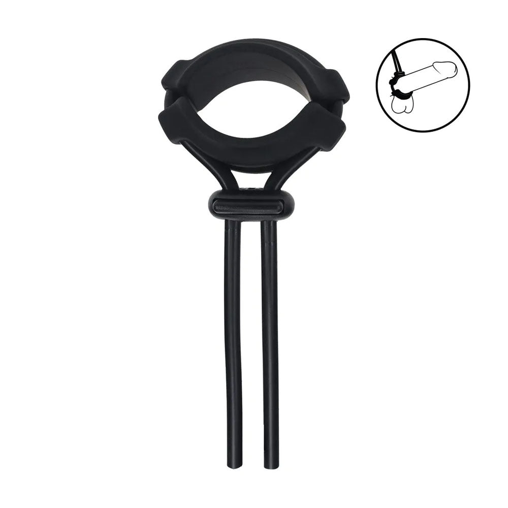 Levelz Wide Detachable Lasso Cock Ring Black Black Adjustable Cock Ring