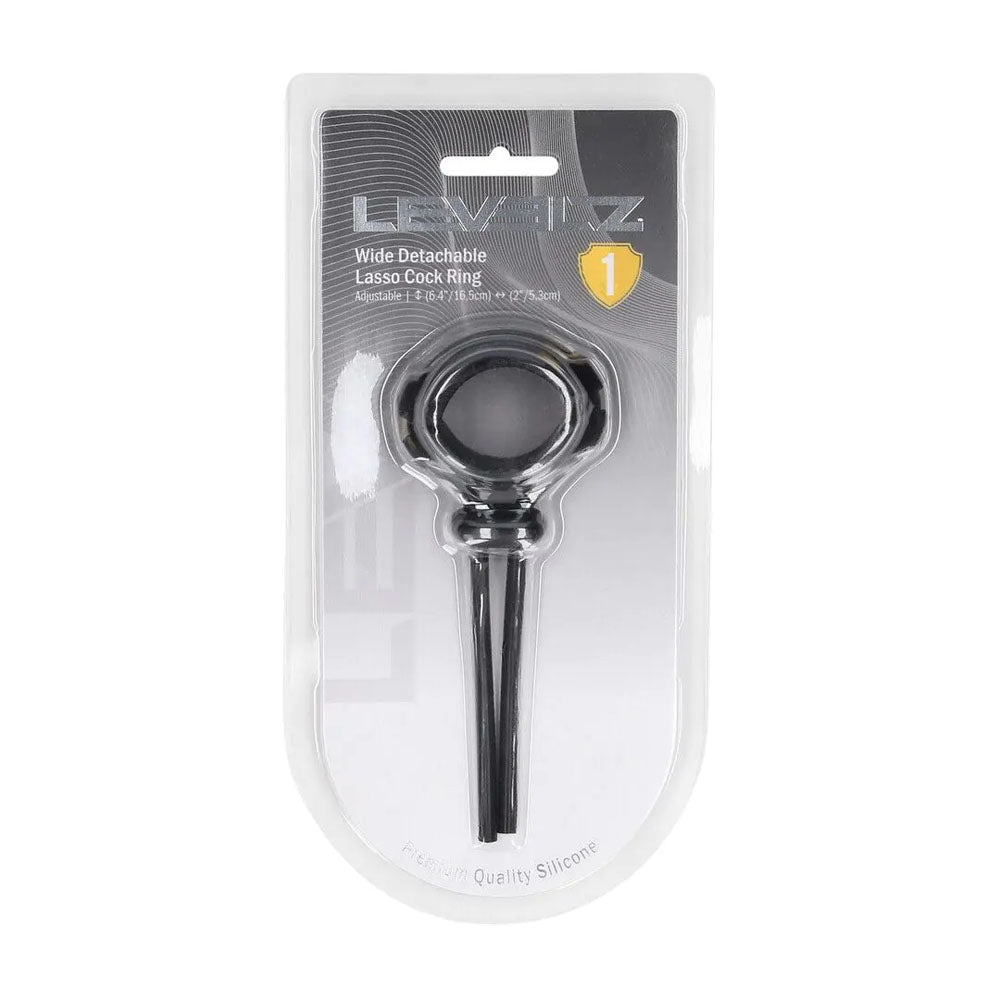 Levelz Wide Detachable Lasso Cock Ring Black Black Adjustable Cock Ring