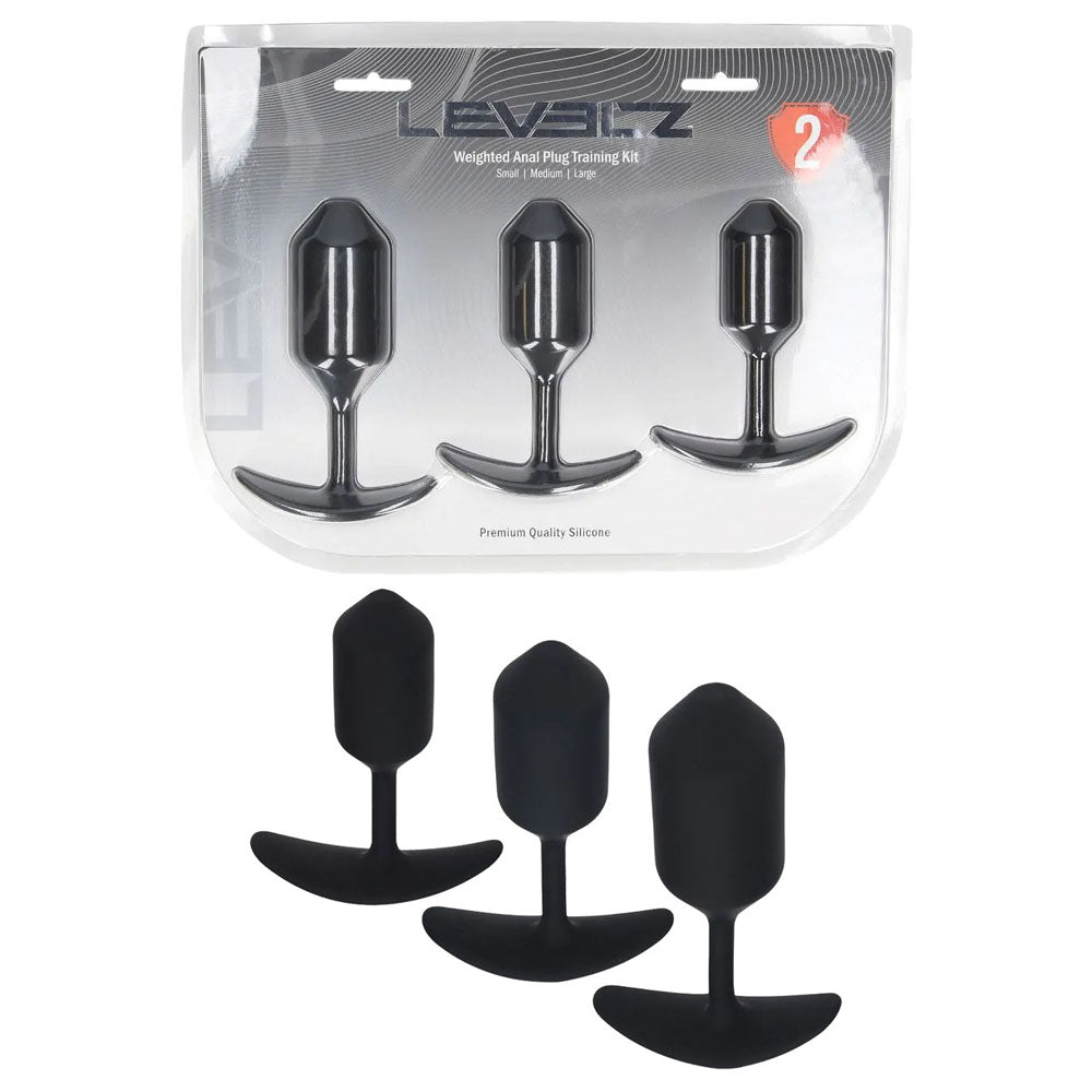 Levelz Silicone Weighted Anal Plug Training Set Black Weighted Butt Plugs Set Of 3 Sizes