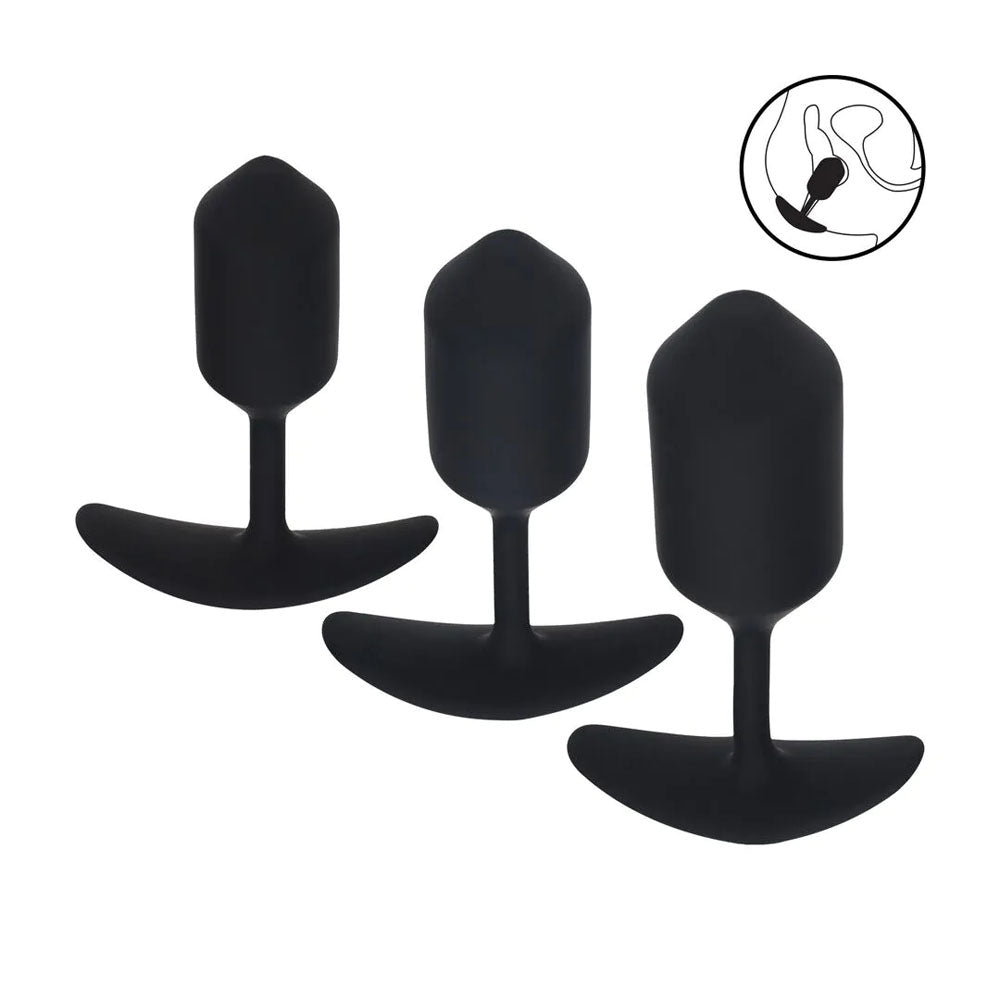 Levelz Silicone Weighted Anal Plug Training Set Black Weighted Butt Plugs Set Of 3 Sizes