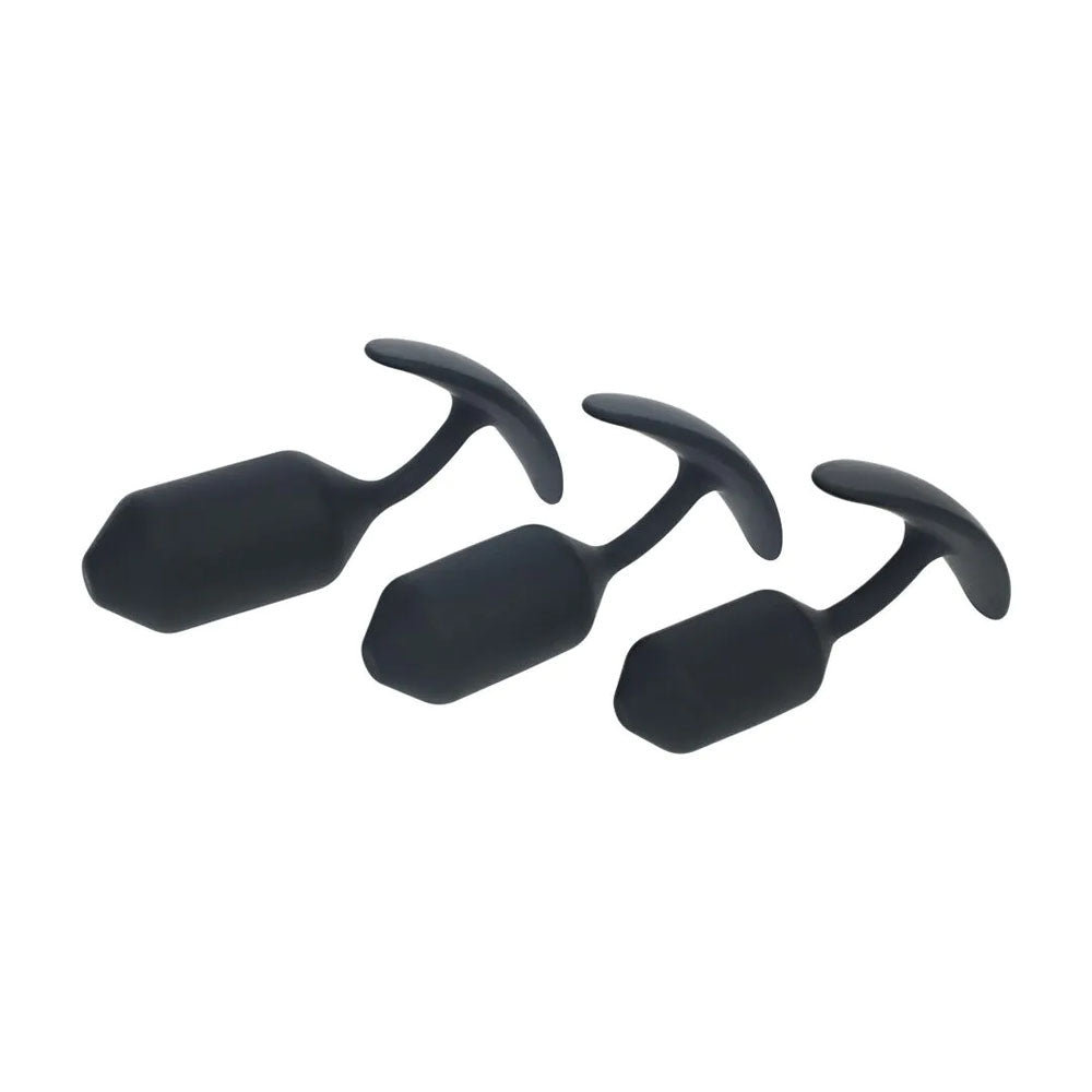 Levelz Silicone Weighted Anal Plug Training Set Black Weighted Butt Plugs Set Of 3 Sizes