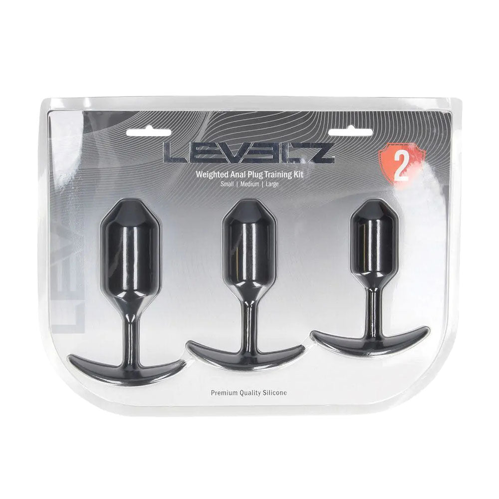 Levelz Silicone Weighted Anal Plug Training Set Black Weighted Butt Plugs Set Of 3 Sizes