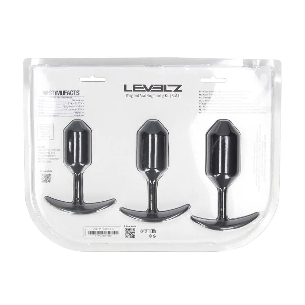 Levelz Silicone Weighted Anal Plug Training Set Black Weighted Butt Plugs Set Of 3 Sizes