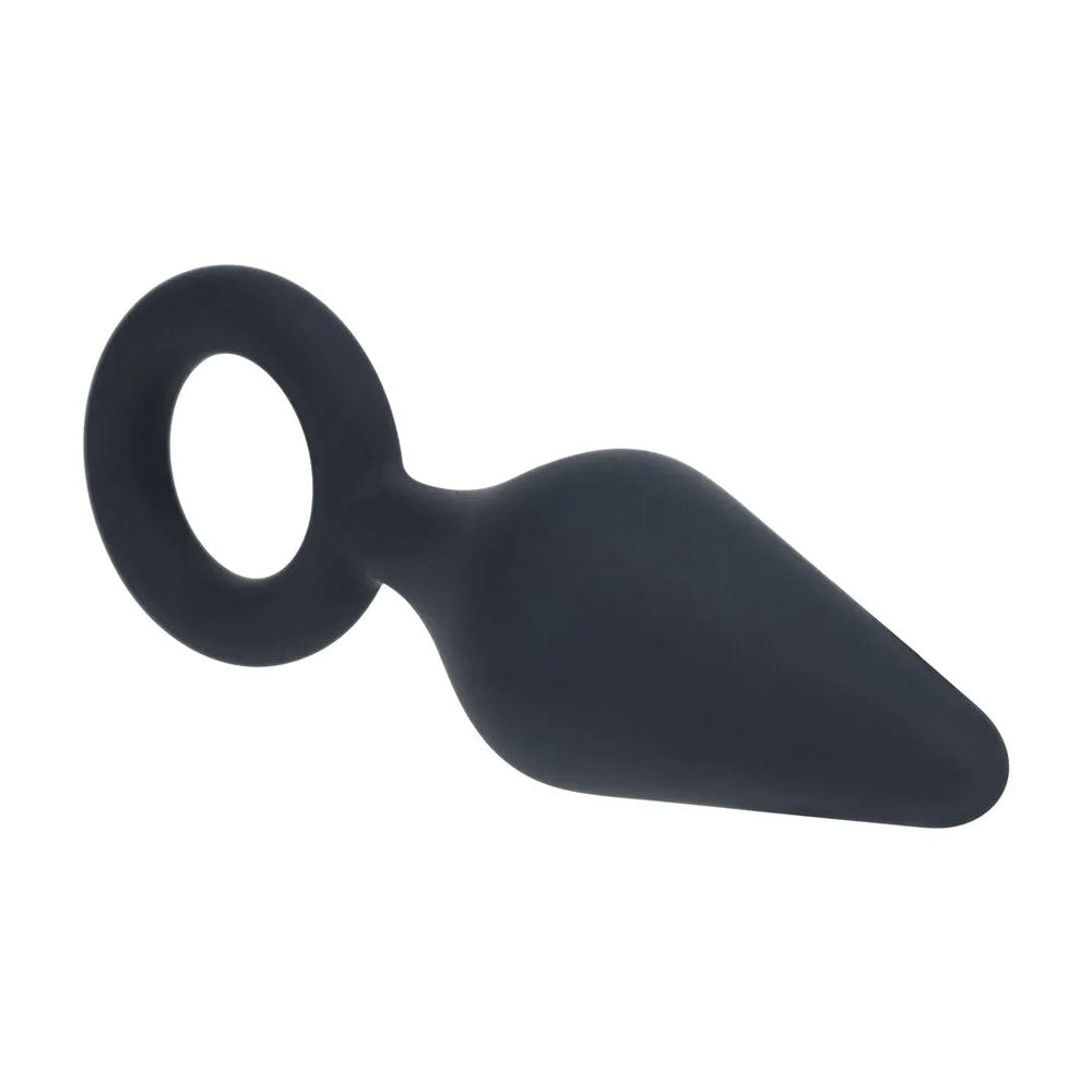 Levelz Silicone Anal Plug With Loop Small Black Black Small Butt Plug