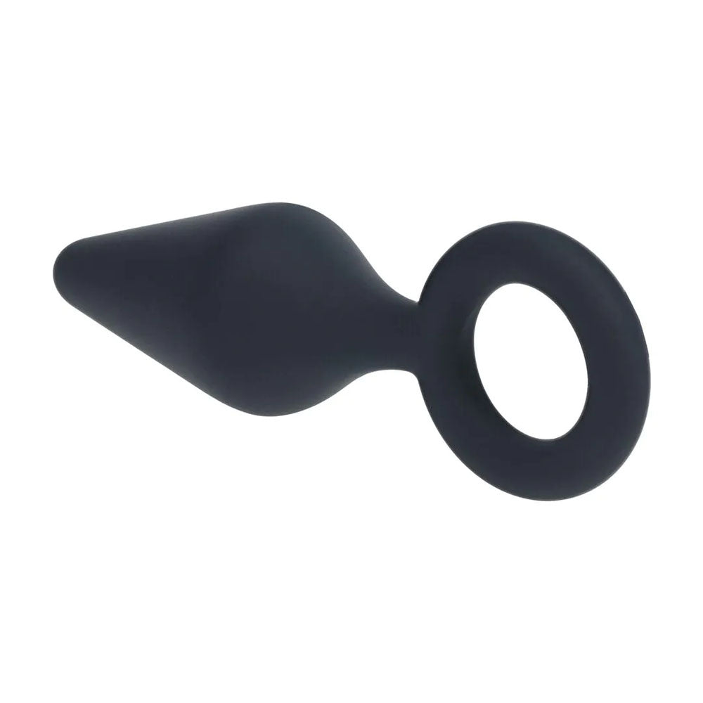 Levelz Silicone Anal Plug With Loop Small Black Black Small Butt Plug