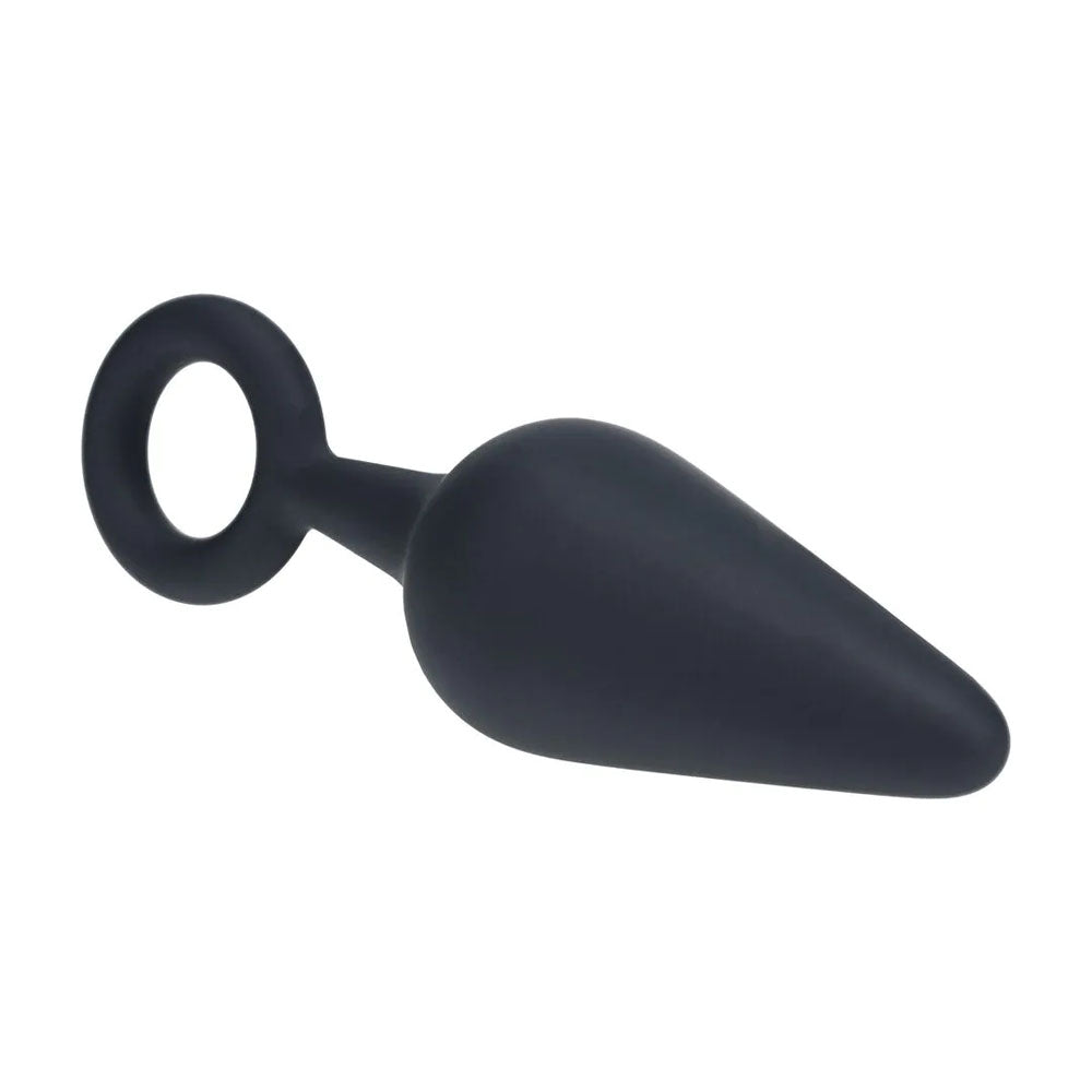 Levelz Silicone Anal Plug With Loop Medium Black Black Medium Butt Plug