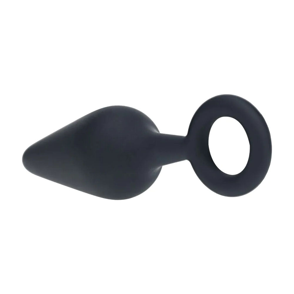 Levelz Silicone Anal Plug With Loop Medium Black Black Medium Butt Plug