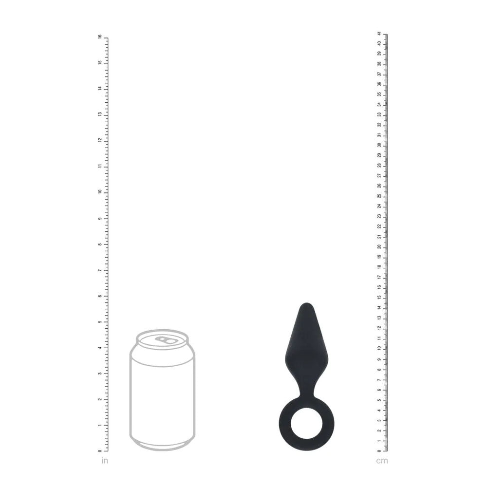 Levelz Silicone Anal Plug With Loop Medium Black Black Medium Butt Plug
