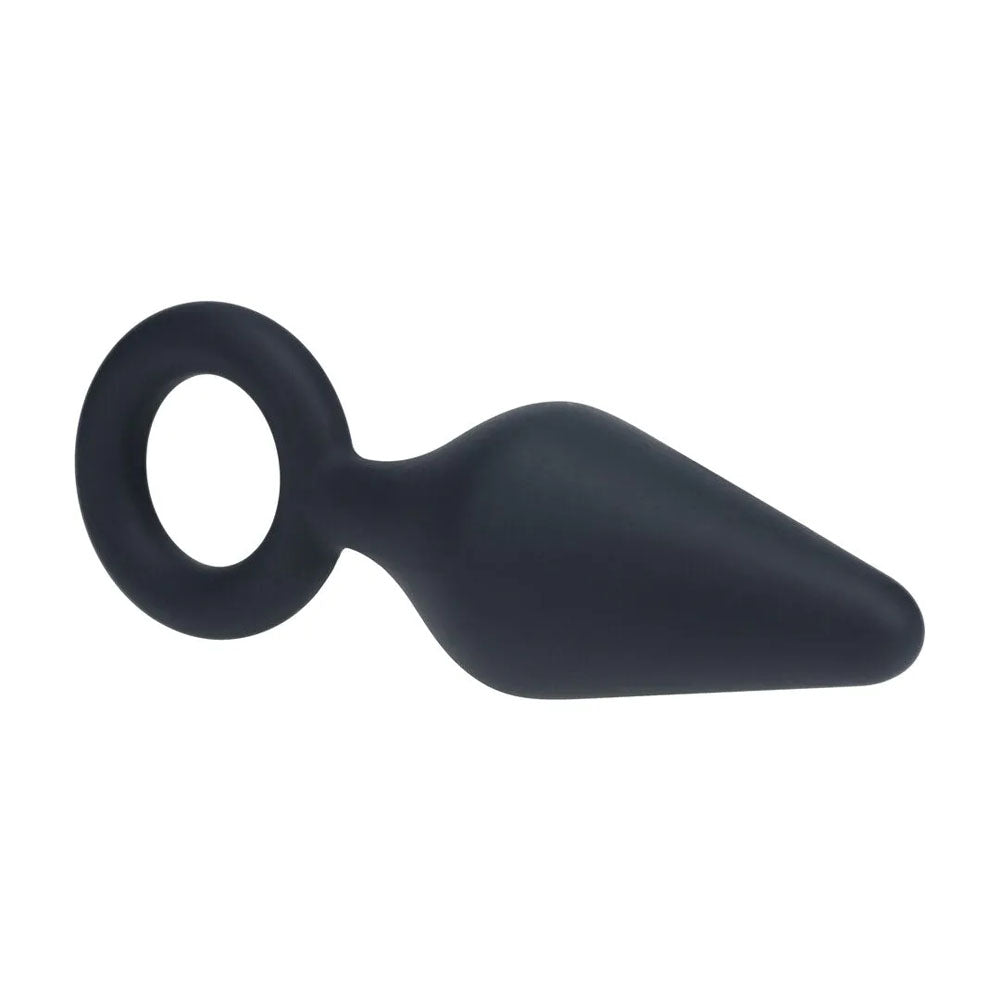 Levelz Silicone Anal Plug With Loop Large Black Large Butt Plug