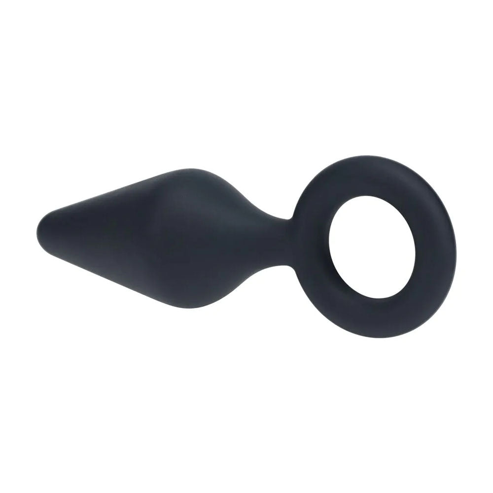 Levelz Silicone Anal Plug With Loop Large Black Large Butt Plug