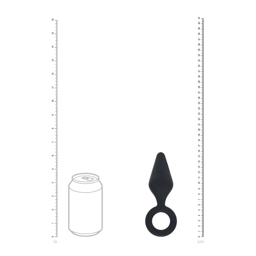 Levelz Silicone Anal Plug With Loop Large Black Large Butt Plug