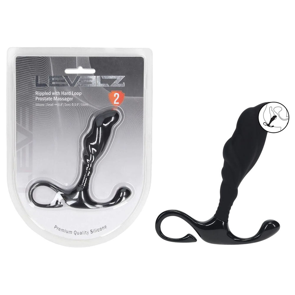 Levelz Rippled With Hard Loop Prostate Massager Small Black Small Prostate Massager