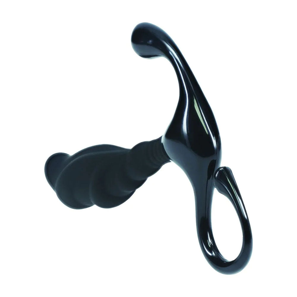 Levelz Rippled With Hard Loop Prostate Massager Small Black Small Prostate Massager
