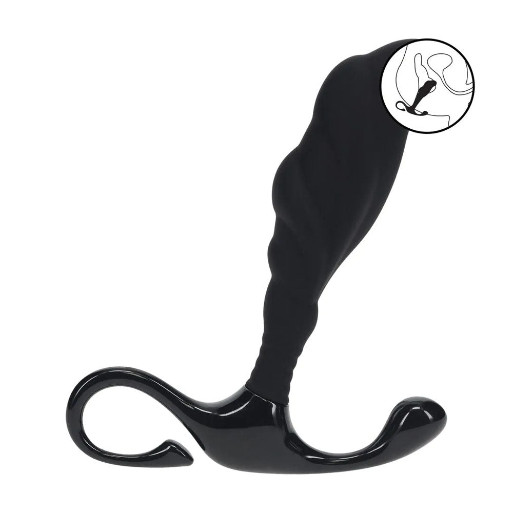 Levelz Rippled With Hard Loop Prostate Massager Medium Black Medium Prostate Massager