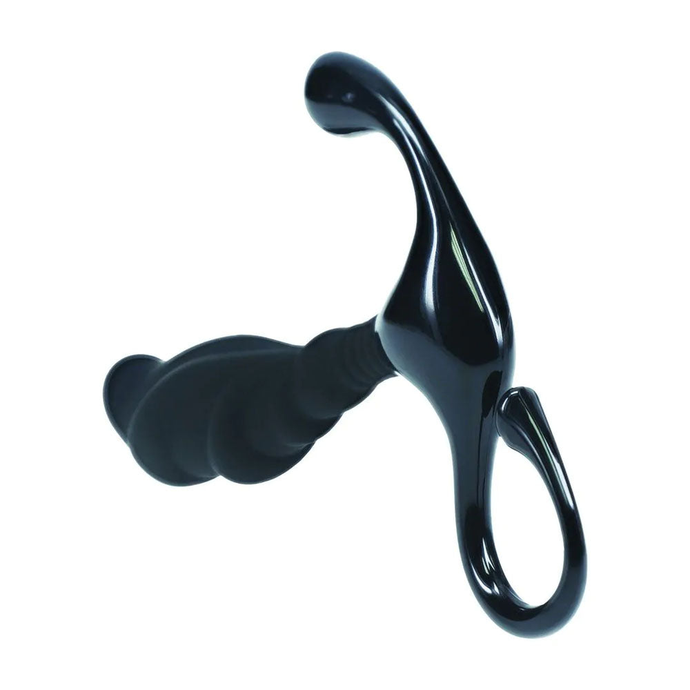 Levelz Rippled With Hard Loop Prostate Massager Medium Black Medium Prostate Massager