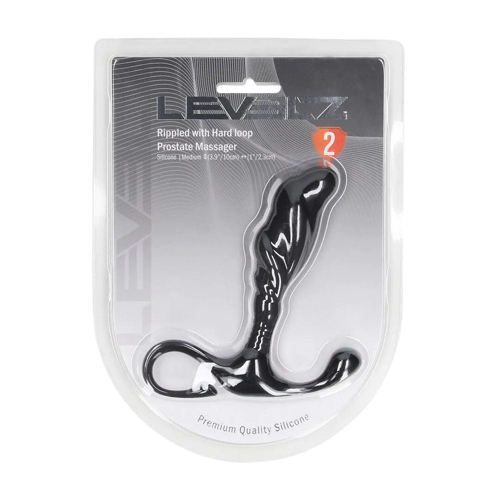 Levelz Rippled With Hard Loop Prostate Massager Medium Black Medium Prostate Massager