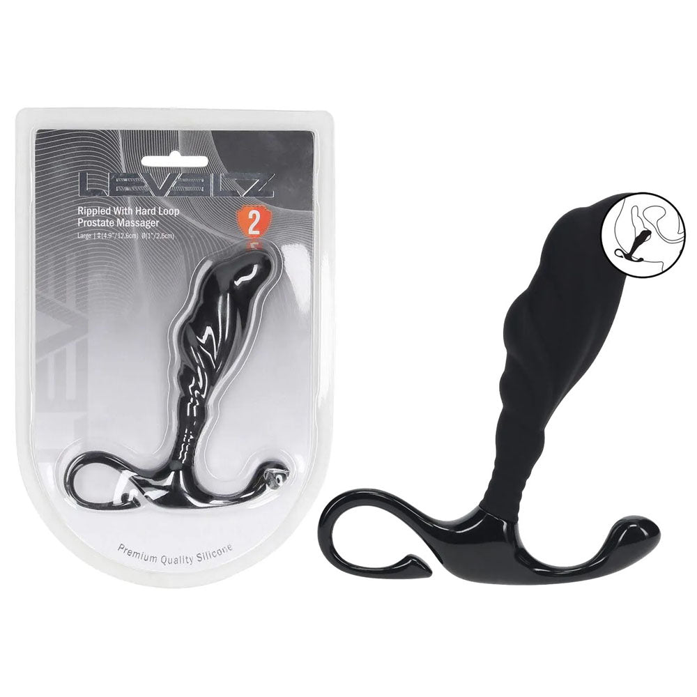 Levelz Rippled With Hard Loop Prostate Massager Large Black Large Prostate Massager