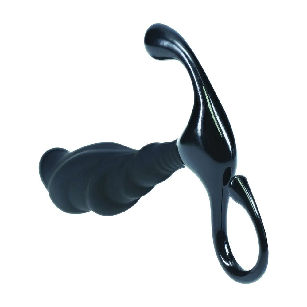 Levelz Rippled With Hard Loop Prostate Massager Large Black Large Prostate Massager