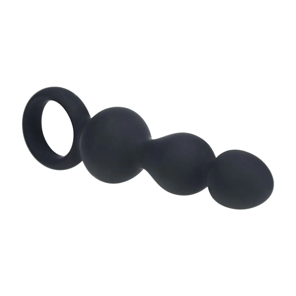Levelz Beaded Silicone Anal Probe With Loop Black 15.3 Cm Beaded Anal Plug