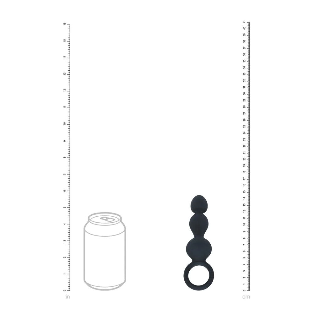 Levelz Beaded Silicone Anal Probe With Loop Black 15.3 Cm Beaded Anal Plug
