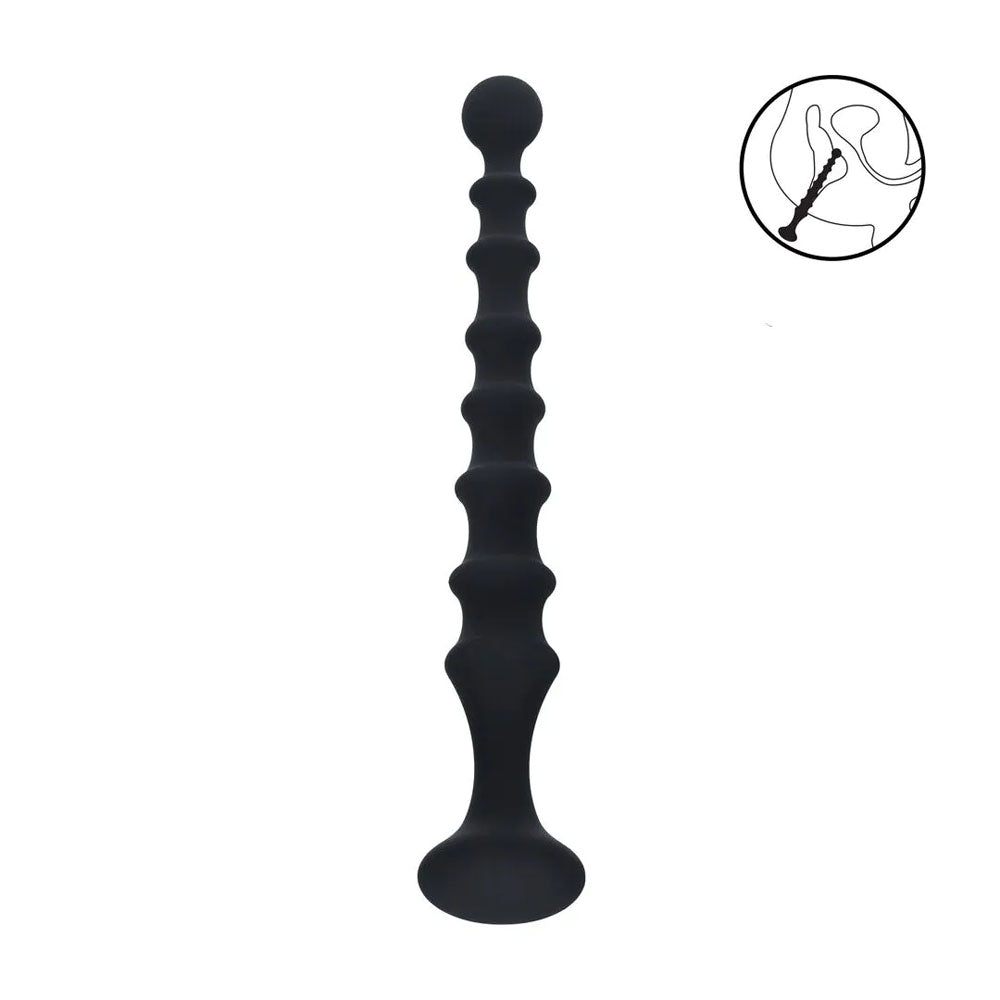 Levelz Ribbed Silicone Flared Anal Probe Black 26.7 Cm Anal Beads