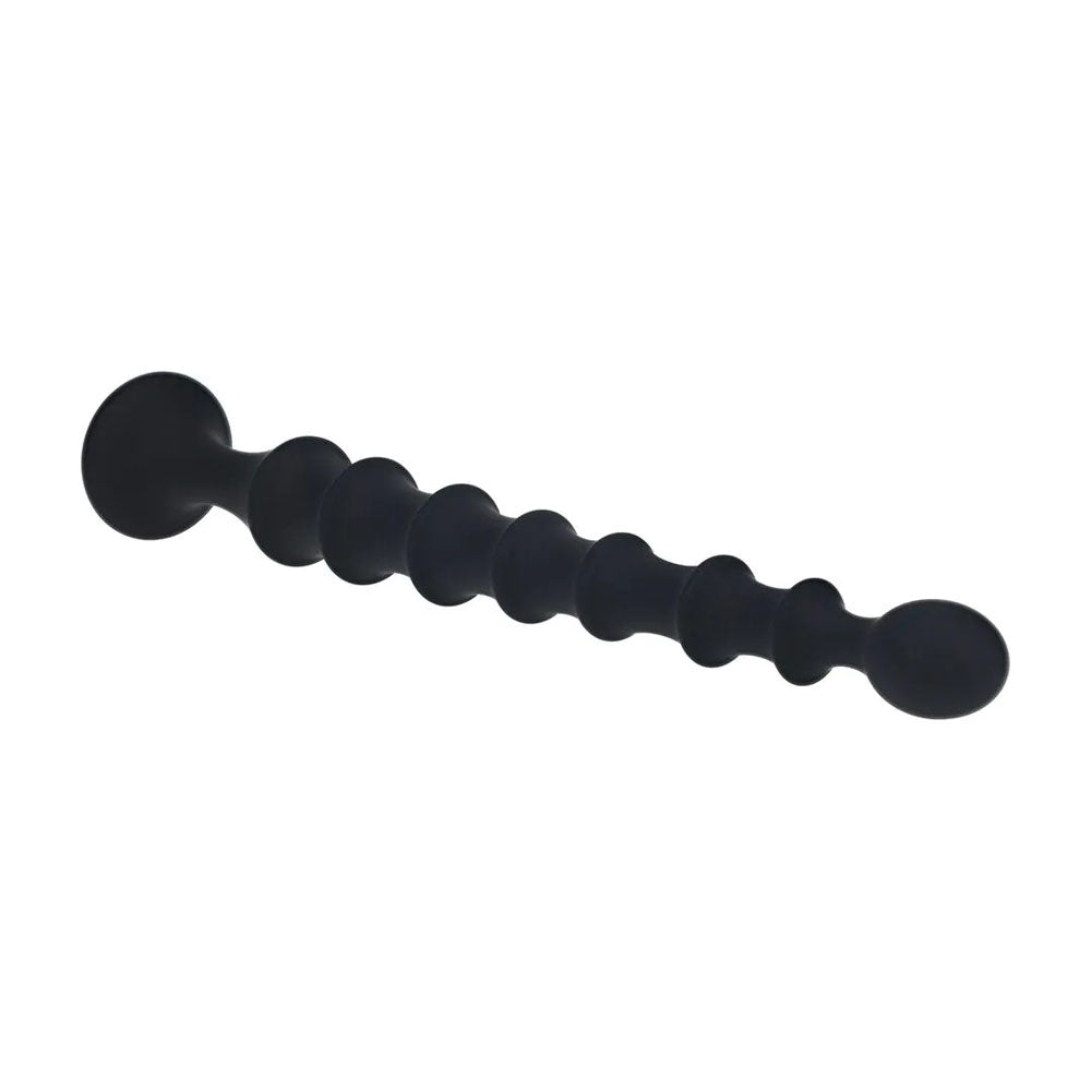 Levelz Ribbed Silicone Flared Anal Probe Black 26.7 Cm Anal Beads