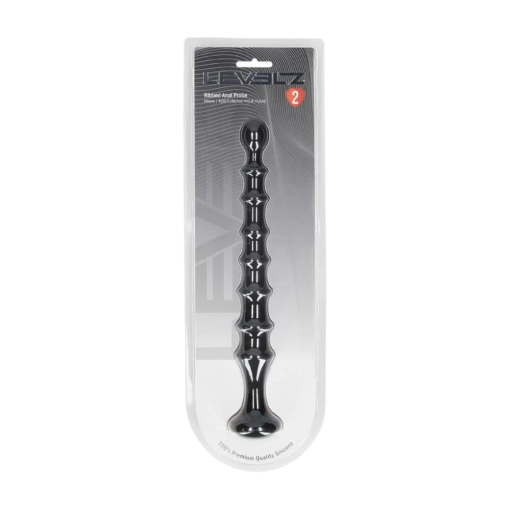 Levelz Ribbed Silicone Flared Anal Probe Black 26.7 Cm Anal Beads