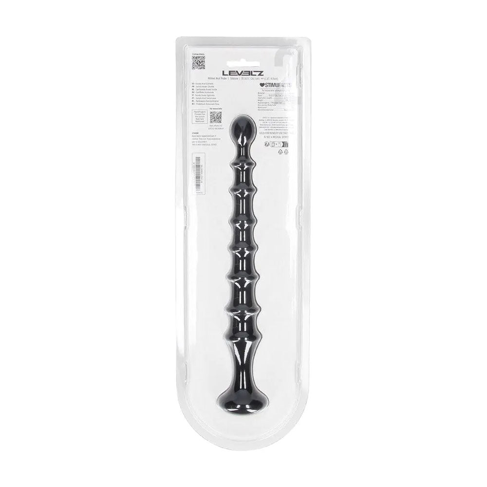 Levelz Ribbed Silicone Flared Anal Probe Black 26.7 Cm Anal Beads