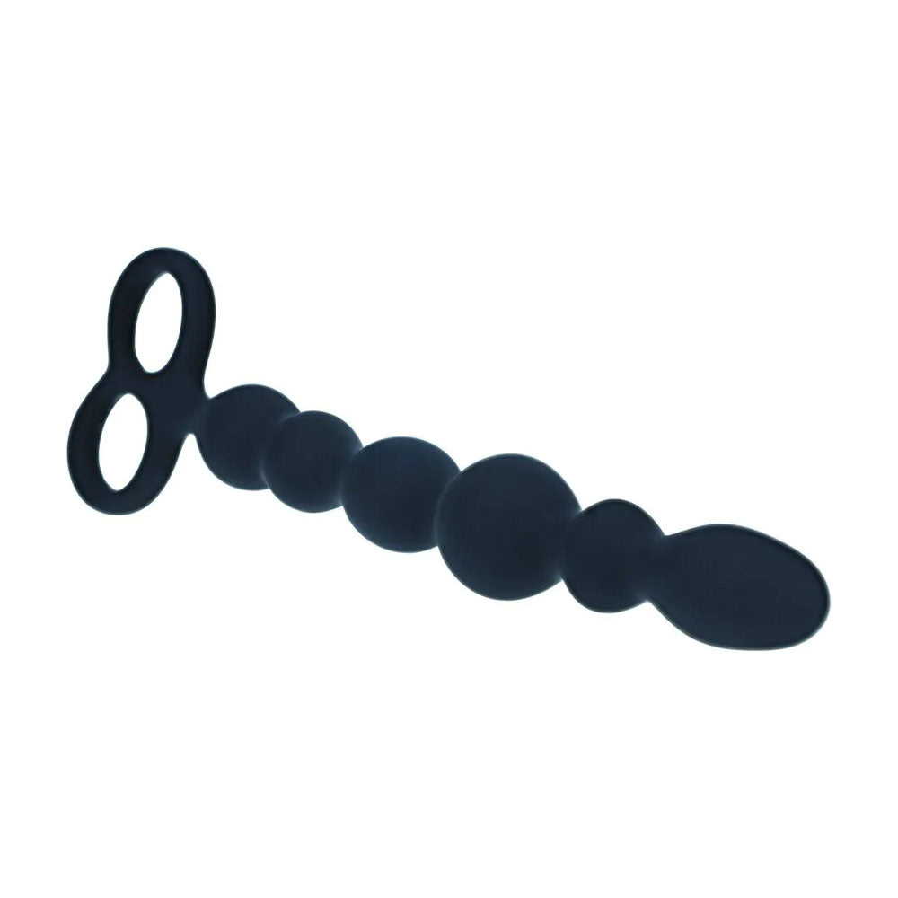 Levelz Beaded Silicone Anal Probe With Double Loop Black 24.5 Cm Anal Beads