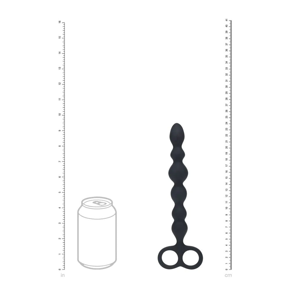 Levelz Beaded Silicone Anal Probe With Double Loop Black 24.5 Cm Anal Beads