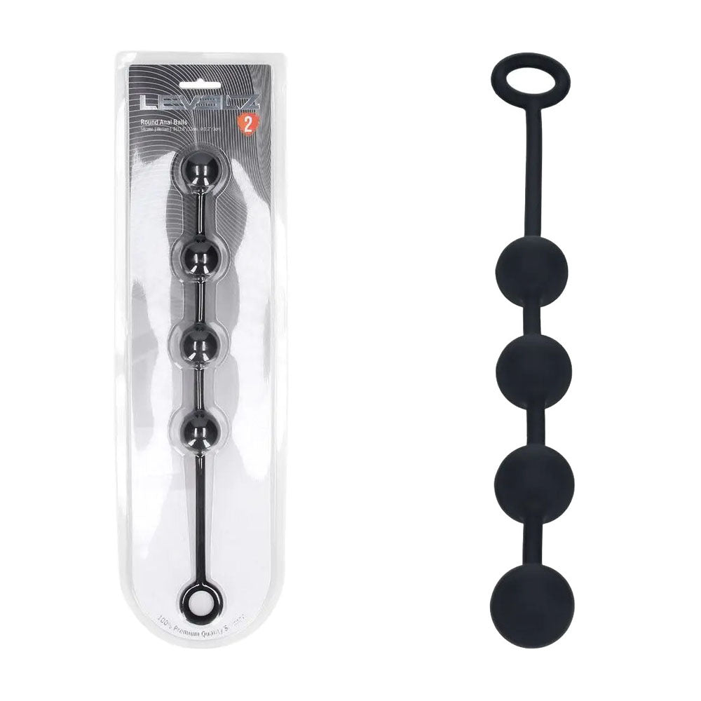 Levelz Round Silicone Anal Balls M 20mm Black 32 Cm Medium Anal Balls