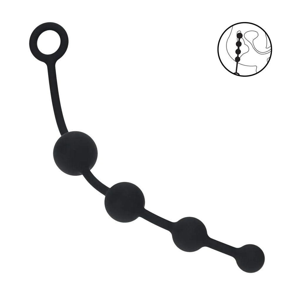 Levelz Curved Silicone Anal Beads Black Black 29.5 Cm Anal Beads