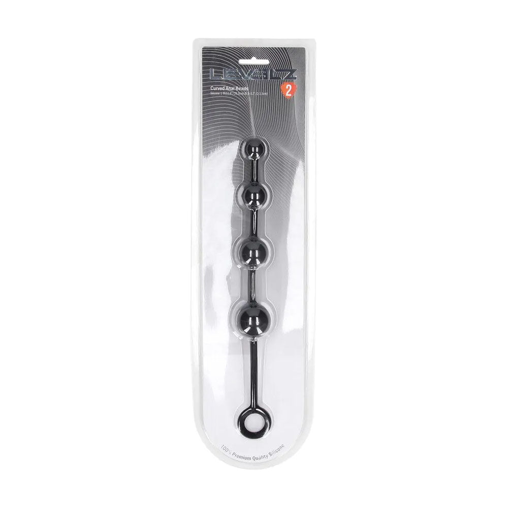 Levelz Curved Silicone Anal Beads Black Black 29.5 Cm Anal Beads