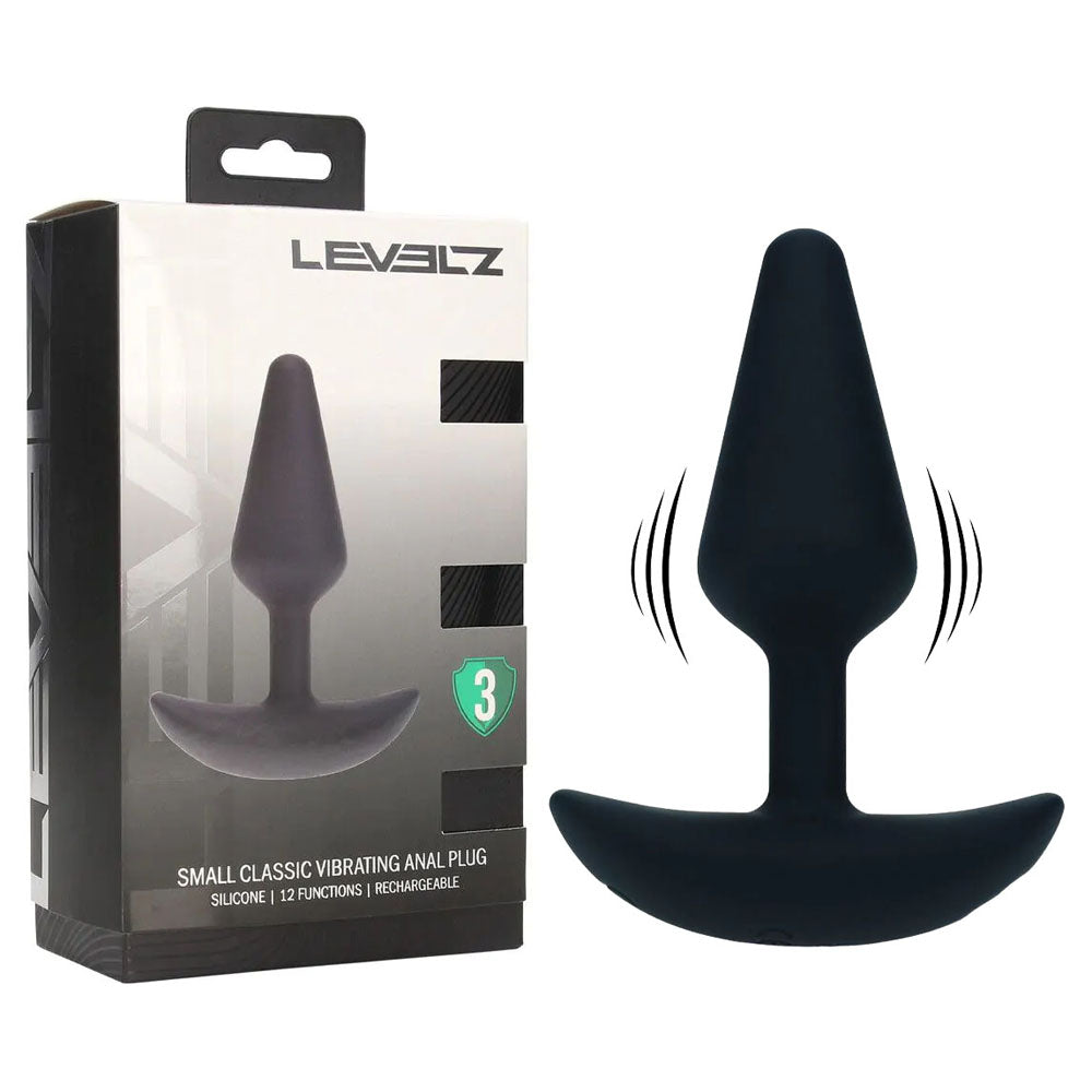 Levelz Classic Vibrating Silicone Anal Plug Small Black Small Usb Rechargeable Butt Plug