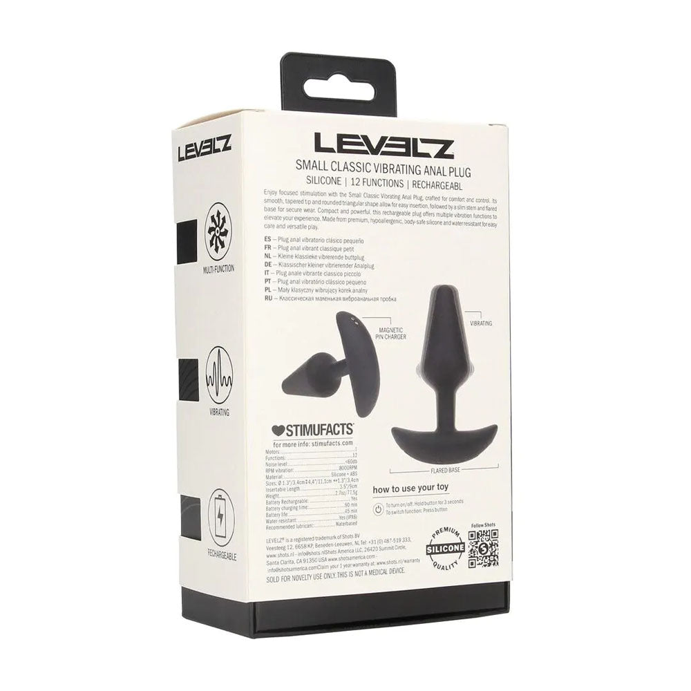 Levelz Classic Vibrating Silicone Anal Plug Small Black Small Usb Rechargeable Butt Plug