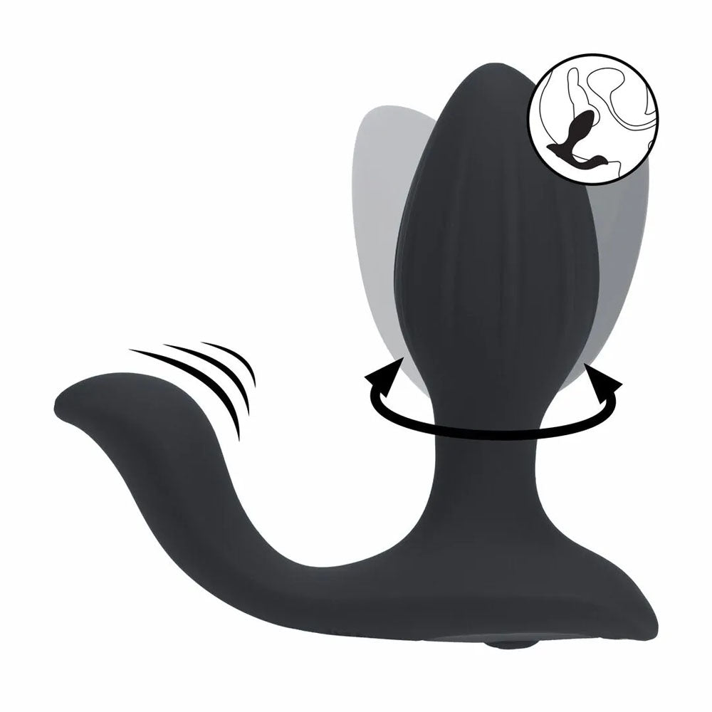 Levelz Vibrating & Rotating Anal Plug With Ball Stimulator Black 10.7 Cm Usb Rechargeable Vibrating Butt Plug