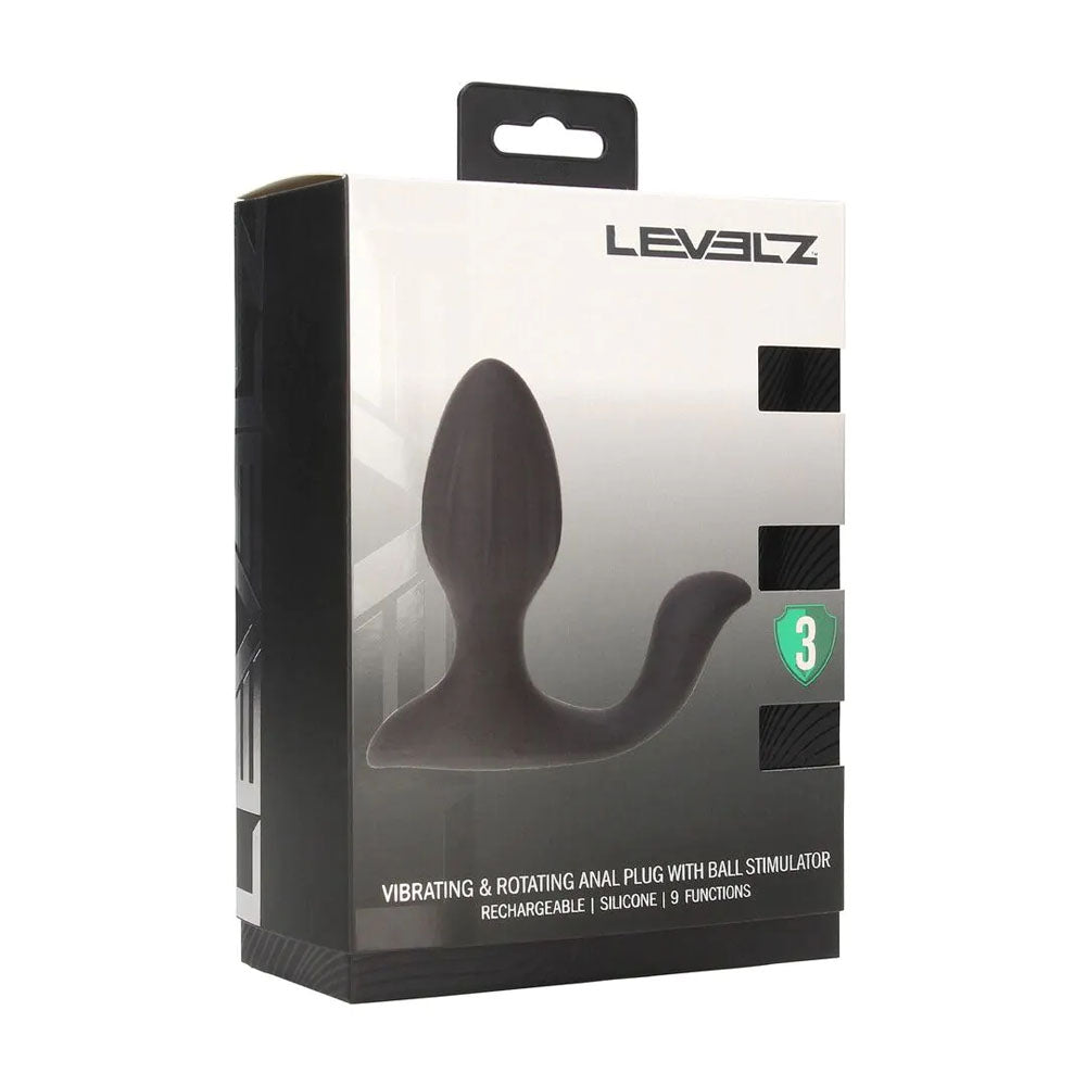 Levelz Vibrating & Rotating Anal Plug With Ball Stimulator Black 10.7 Cm Usb Rechargeable Vibrating Butt Plug