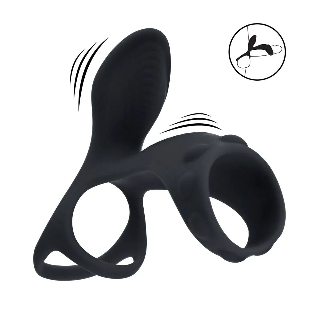 Levelz Vibrating Cock & Ball Ring With Shaft Loop Black Usb Rechargeable Vibrating Cock & Ball Rings