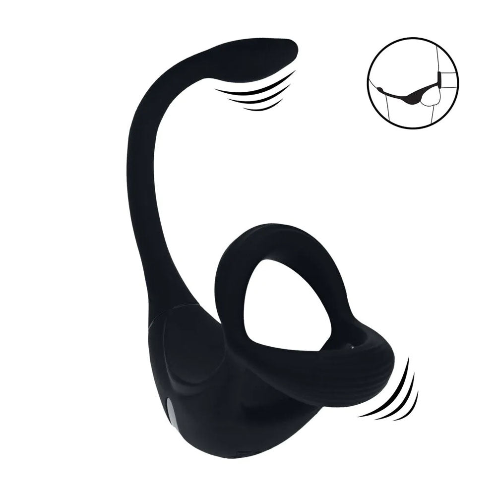 Levelz Remote Controlled Vibrating Tri O Cock Ring With Prostate Stimulator Black Usb Rechargeable Vibrating Cock Ring With Anal Plug
