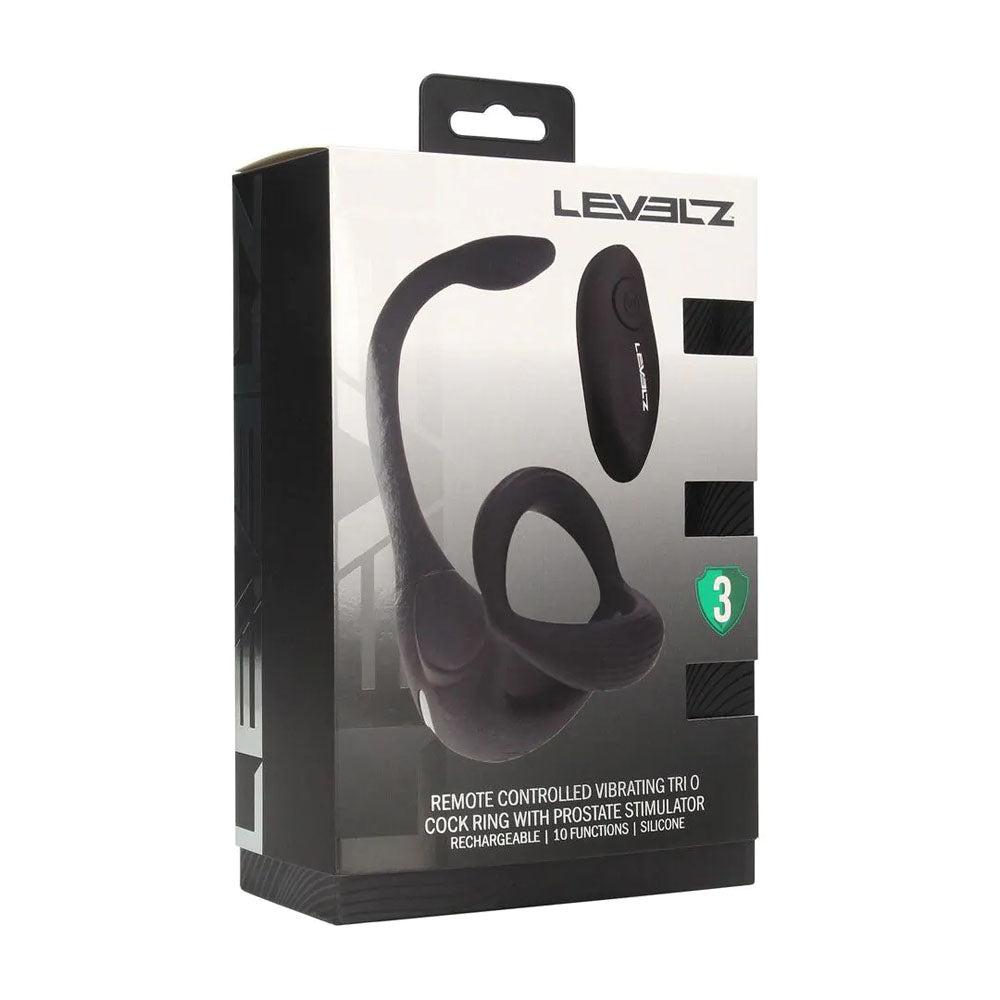 Levelz Remote Controlled Vibrating Tri O Cock Ring With Prostate Stimulator Black Usb Rechargeable Vibrating Cock Ring With Anal Plug