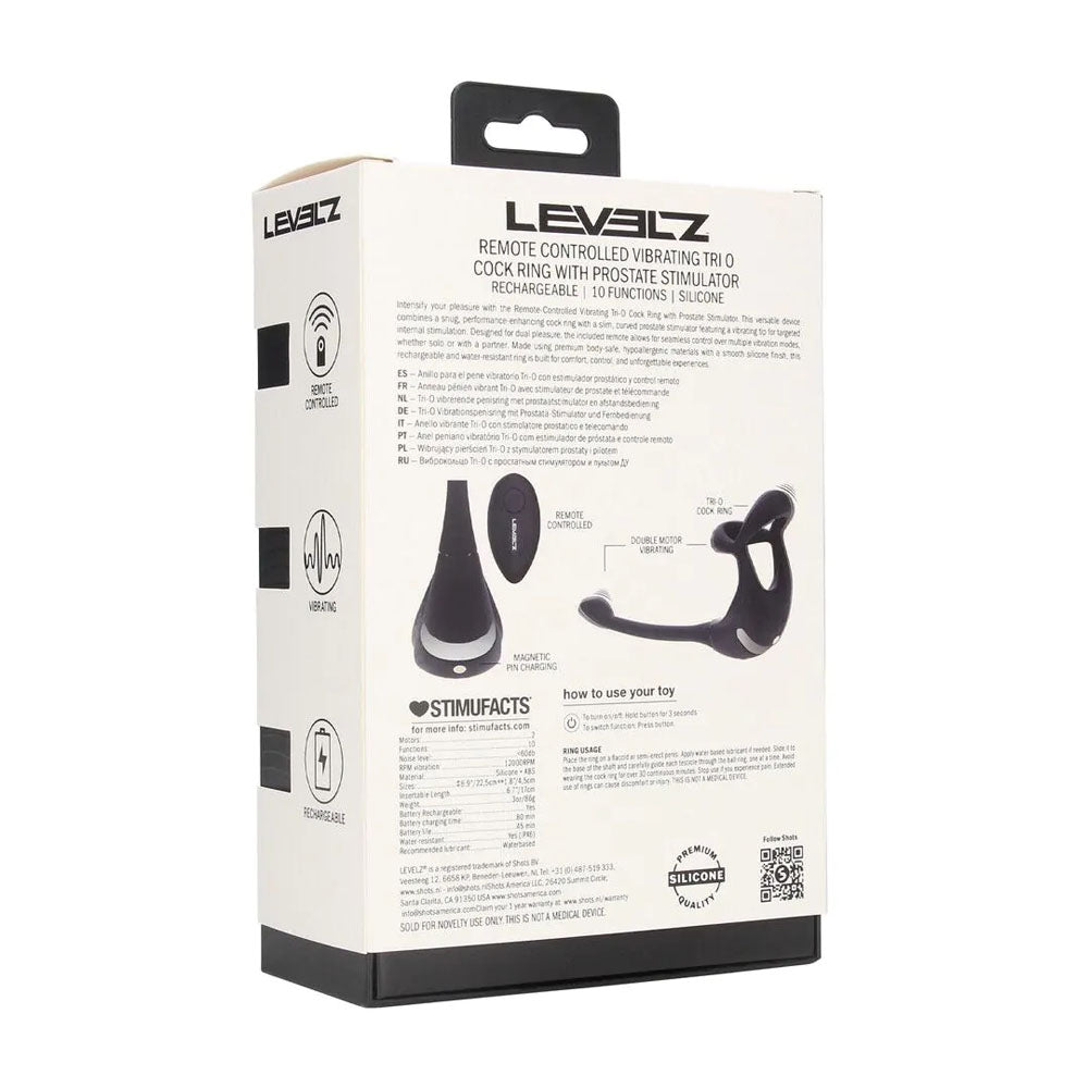 Levelz Remote Controlled Vibrating Tri O Cock Ring With Prostate Stimulator Black Usb Rechargeable Vibrating Cock Ring With Anal Plug